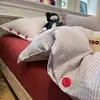 Juego de Ropa de Cama Jacquard Lavado Estilo Muji Transfronterizo de Cuatro Piezas con Cordón Integrado y Botones, Juego de Cama de Cuatro Piezas, Juego de Estudiante de Tres Piezas