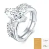 Anillos apilables de moda europea y americana S925 de Plata para Mujer, que no se decoloran, Lujo de alta gama transfronterizo, Anillos de Moissanita