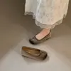 Aumento de Altura Interior Estilo Coreano Nicho Lunares Pie de Cerdo Punta Dividida Herradura Zapatos Planos de Moda para Mujer Otoño Nuevos Slip-on Zapatos de Ballet