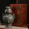 Jingdezhen 2.5kg Botella de Licor Cerámica Estilo Antiguo Cabeza de Dragón, Recipiente Sellado para Vino Casero Imitación Bronce, Decoración de Mesa
