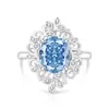 Anillo de Huevo de Paloma Cortado Flor de Hielo de Piedra Preciosa Colorida Más Vendido en Transmisión en Vivo para Mujeres, Chapado en Oro Real Diamante de Alto Carbono Super Brillante Anillo con Forma de Huevo Joyería