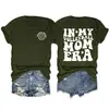 Camiseta casual de manga corta con estampado de doble cara, estilo europeo y americano, para mi etapa de mamá voleibolista, versátil, cuello redondo, holgada