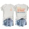Ropa Casual de Verano para Mujer de Manga Corta con Estampado Doble Retro Comercio Exterior