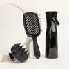 Botella de spray continuo de color atomización ultrafina botella de spray hidratante para belleza peine hueco para cabello liso traje de cepillo de champú de silicona
