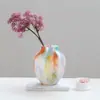 Adorno de Jarrón de Vidrio con Tinta de Color Fluido de Gama Alta para Sala de Estar, Mueble de TV y Mesa de Comedor, Adecuado para Arreglos Florales Hidropónicos
