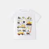 Camiseta de Manga Corta para Niños Transfronteriza con Estampado de Dibujos Animados de Excavadora para Primavera y Verano, Tops Estilo Europeo y Americano, Al por Mayor en Stock