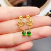 Venta al por mayor de fábrica Pendientes Populares de Diopsido Natural con Incrustaciones de Plata S925 Piedra Principal 4*5 Joyería de Lujo Venta Directa de Fábrica