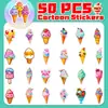 50 Pegatinas de Cono Coloridas, Estilo Ins Verano Cono Chocolate Helado Lindas Pegatinas de Graffiti