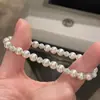 Pulseira Francesa Super Brilhante Deslumbrante de Pérola e Strass para Mulheres Camadas Elegantes Moda Pulseira Estilo Real de Dama Joia de Mão