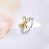 Moda Europea y Americana Color Cobre Plateado Conservación del Color Corazón Lazo Estrella de Cinco Puntas Cruz Virgen Mariposa Anillo Abierto Bicolor para Mujer