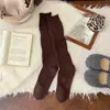 Calcetines Gruesos con Patrón de Diamantes para Mujer 2025, Estilo Otoño e Invierno, Calcetines Holgados, Tubo Largo, Calcetines de Lana para Pantorrilla de Color Sólido Cálidos