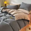 2026 Novo Conjunto de Quatro Peças de Algodão Pura Escovado Espesso Lençol Puro Capa de Edredom Lençol com Elástico Conjunto de Três Peças Roupa de Cama Leve de Luxo Outono/Inverno