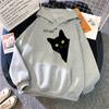 Moletom com Capuz de Algodão Casual com Estampa Divertida de Gato Preto para Homem/Mulher