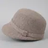Chapéu balde de lã estilo britânico para mulheres, elegante e versátil para outono e inverno, quente e chique, adequado para looks equestres e de pescador