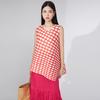 Traje de Verano para Mujer de Alta Gama Nueva Moda Camiseta Asimétrica con Degradado Falda Plisada Conjunto de Dos Piezas Miyake