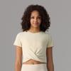 Saída de Praia Esportiva Yoga Transpassada Top de Yoga de Verão Corrida Secagem Rápida Camiseta Transpassada de Manga Curta Roupa Fitness da Moda para Mulheres