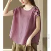 Camiseta regata retro de cor sólida artística de algodão e linho, verão, casual, solta, versátil, sem mangas, tamanho plus size