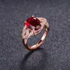 Anillo de Rubí Rosa de Venta Caliente Deseo Temperamento Europeo y Americano Generoso Anillo de Diamante y Rubí Joyería de Moda