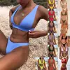 Nuevo bikini europeo y americano 2027, traje de baño transfronterizo, moderno y sexy, nailon, color liso, traje de baño de dos piezas para mujer