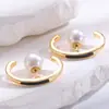 Pendientes de Aro Grandes Ovalados en Forma de C Estilo Francés, Perlas de Botón, Pendientes Vintage de Moda para Mujer, Accesorios Elegantes y Versátiles