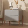 Mesa de noche de lujo ligero pequeña de madera maciza simple moderna minimalista mesa de noche italiana para el hogar dormitorio gabinete de almacenamiento de cuero