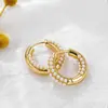 Pendientes de Turquesa Transfronterizos Europeos y Americanos, Pendientes de Oro de 18K, Pendientes Llenos de Perlas, Pendientes Retro Exagerados, Pendientes Personalizados