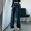 Jeans de Pierna Ancha para Mujeres Embarazadas Gruesos Retro Azules Forrados de Polar Nuevos Pantalones Rectos de Primavera y Otoño para Usar por Encima Pantalones de Invierno