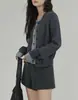 Cardigan de Tricô Falso Duas Peças para Mulheres 2024 Outono Novo Nicho Elegante Preguiçoso Estilo Miu Top