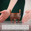 Adorno de Trípode de Cobre Morado con Patrón de Rostro de Animal, Artesanía de Trípode de Cobre, Decoración Estilo Chino para Oficina en Casa, Trípode Redondo, Regalo para Ceremonia de Apertura