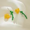 Orelha Stud Mulheres Amarelo Flor Suave Menina Estudante Fresco Fada Hyon Estilo Elegante Brincos de Flor Rosa Tridimensional 422