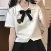 Camisa JK Original Manga Curta Estilo Preppy Top Petite com Saia Plissada Uniforme JK Suit Verão