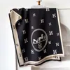 Cachecol de cashmere sintético outono e inverno para mulheres, com padrão H, moderno e elegante, design jacquard espessado, cachecol quente, xale para ambiente com ar condicionado, aquecedor de pescoço