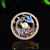 Broche de Carpa Esmaltada con Perla de Agua Dulce Estilo Chino, Diseño Romántico y Elegante, Accesorio de Broche para Abrigo
