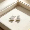 Aretes de Corazón Cuadrado para Mujer Estilo Coreano Modernos Dulces Aretes de Corazón con Forma de Diamante Chapados en Plata 925 Aretes para Piercing de Oreja Venta al por Mayor