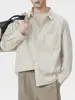 Ropa para Hombre Fengshe / Camisa de Manga Larga Seersucker de Algodón Puro Estilo Retro Americano de Primavera para Hombre, Corte Holgado Versátil Casual