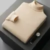 Suéter de lana pura 100% para hombre para otoño e invierno, jersey de cuello semialto, suéter de cachemira engrosado de talla grande, camiseta interior para hombre
