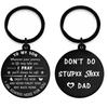 Llavero con letras de acero inoxidable "No hagas estupideces", regalo de Navidad para padres e hijos.