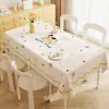 Mantel estilo crema, sin lavado, impermeable, a prueba de aceite, nuevo modelo 2025, lujo ligero, sensación de alta gama, mantel rectangular de dibujos animados para mesa de café
