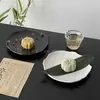 Plato de Plástico con Textura de Piedra Irregular Creativa Plato de Fruta Plato Plano Bajo Estilo Japonés Ins Plato de Hueso Fabricante