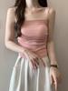 Camisole de Seda Gelada para Mulheres, Roupa Íntima de Verão, Top Tubo Sutiã, Alças Bonitas, Bojo Integrado, Top Sutiã para Usar por Cima, Camada Base