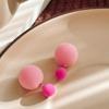 ¡Burbuja Esponjosa! Adornos de Bolas de Terciopelo de Color de Contraste Simple Otoño e Invierno Pendientes de Bola de Doble Cara Pendientes con Sentido para Mujer