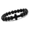 Fronteiriço Quente em estoque Fornecimento Joia Religiosa Pulseira Pedra Vulcânica Multicolor Turquesa Cruz Yoga Buda Pulseira de Contas