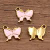 1 Peça de Pingente de Gota de Óleo Esmaltado Dourado em Aço Inoxidável 304 Pingente de Animal Borboleta Acessórios para Joias DIY 13X13Mm
