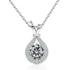 Collar Transfronterizo Europeo y Americano de Plata de Ley S925 Forma de Gota de Agua de Amazonita Doce Piedras de Nacimiento Acuario Moda Colgante Versátil
