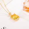 AliExpress Venta Caliente Collar con Colgante de Zircón Rectangular para Mujer Imitación de Gema Colgante Cadena Clavicular Joyería Diamante Rojo Amarillo Blanco