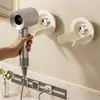 Soporte para secador de pelo perezoso con ventosa, instalación sin taladro, manos libres, soporte de pared para secador de pelo para baño y inodoro