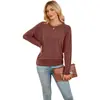 Amazon Europeia e Americana Comércio Exterior Transfronteiriço Outono e Inverno 2026 Novas Camisetas de Manga Longa Lisas com Gola Redonda para Mulheres Tricotadas de Manga Longa