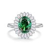 Anillo de Plata de Ley S925 de Fábrica Fuente Transfronteriza Nicho de Gama Alta Diamante de Alto Carbono Corte Flor de Hielo Esmeralda en Stock Venta al por Mayor