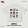 Camiseta Estampada Collage Retro Americano para Hombre de Be Men's Clothing, Algodón Liso, Manga Corta Holgada, Marca de Moda High Street, Manga Media Estilo Pareja.