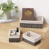 Cesta de Almacenamiento Simple Hecha a Mano al por Mayor Caja de Almacenamiento para Escritorio del Hogar Cesta de Almacenamiento de Ratán Organizador Cesta Tejida de Cuerda de Papel